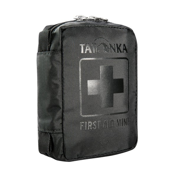 Tatonka First Aid Mini First Aid Kit with Contents (including Tick Tongs) for Outdoors, Hiking, Cycling etc. Dimensions: 10 x 7 x 4 cm - Black