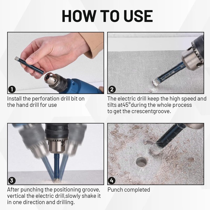 Leogony 8 Pcs Tile Drill Bit, Diamond Bits with Wax