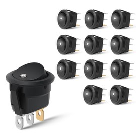 Nilight 12PCS Round Rocker Switches 12V 24V 20A White LED Toggle swtiches SPST 3 Pin 2 Position for Car Truck Vehicle Boat Marine Rocker On Off Control
