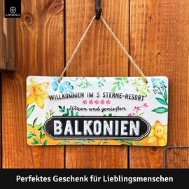 LANOLU Retro Tin Sign Balcony Sign – Tin Signs Garden with Sayings – Nostalgic Decoration as Gardener Gifts – Retro Decoration Vintage Metal Sign Garden Balcony 16 x 32 cm