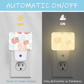 AKKAVNIA Night Light Tropical Reef Plug-in Wall LED Night Lamp with Dusk-to-Dawn Smart Sensor Lamp for Adult Bedroom Living Room Hallway Kitchen
