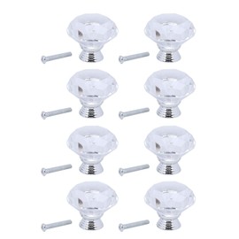 8pcs 40 mm Diamonds Shape Cabinet Knob Drawer Pull Crystal Knob Drawer Handle and Cabinet Door Knob Glass Knob with Screws for Cupboard Kitchen and Bathroom Cabinets