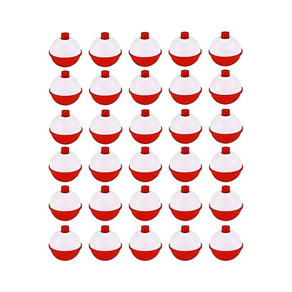 IsMwav 30Pcs Fishing Bobbers 1 Inch,Push Button Fishing Floats Red