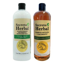 Kit Shampoo y Acondicionador Anticaída Secreto Herbal 1L c/u Cola de Caballo, Romero y Jalea Real Crecimiento Capilar Fortalece y Reduce la Caída Todo Tipo de Cabello