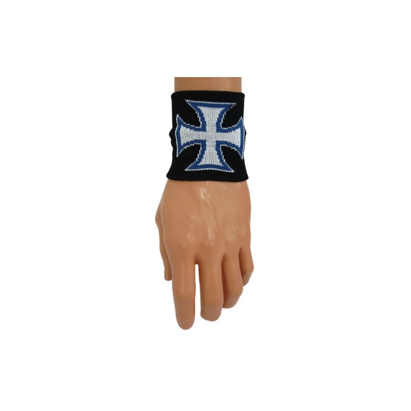 Sportfanshop24 Sweatband/Bracelet/Wrist Band Iron Cross in White on Black Background