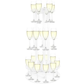 Cutora Acrylic Champagne Holder for Party with 28 Slots 3 Tier Round Champagne Tower Display Stand for Drink Mimosa Cocktail Martini for Wedding Celebration 23.4" H x 13.4" W