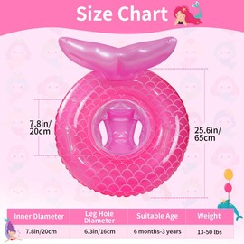 Baby Pool Float,Mermaid Inflatable Swimming Float Ring with Seat Handle,Infant Pool Floaties for Baby Girls Boys Toddlers Purple