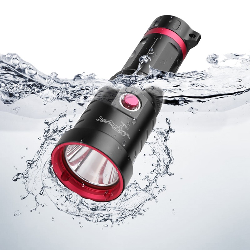 XHP70 Fixedfocus Strong Brightness Waterproof Flashlight Amphibious Diving Torch
