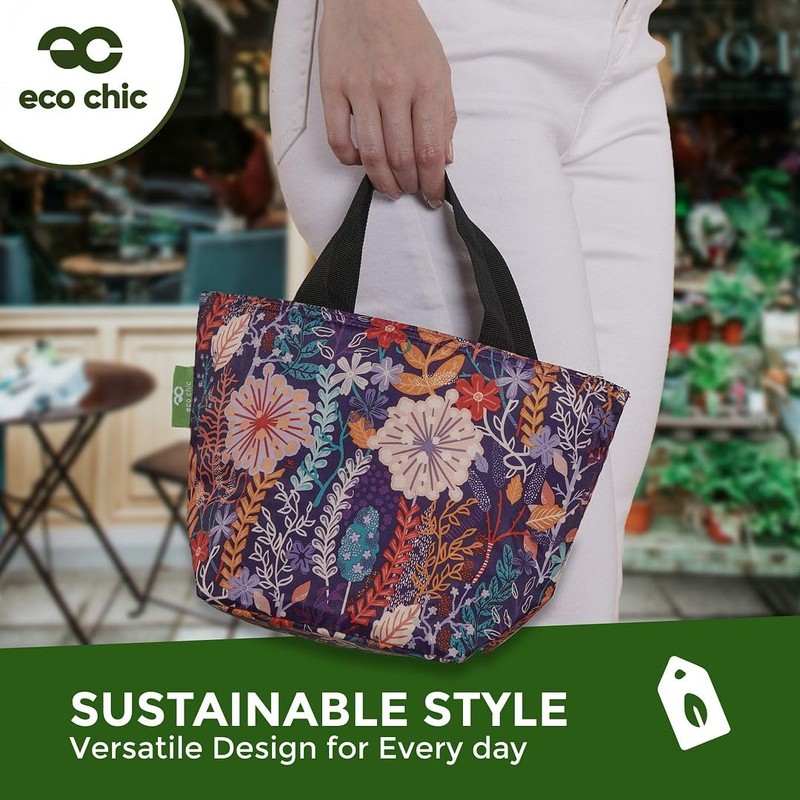 ECO CHIC Lightweight Foldable Insulated Lunch Bag Water Resistant Cooler