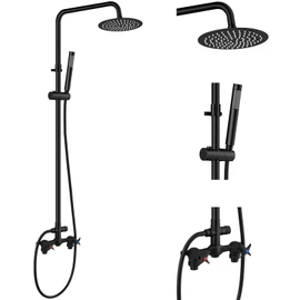 Aolemi Outdoor Shower Kit,8 Inch Rain Head and Handheld,Matte Black