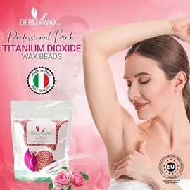 DERMAWAX Dermawax Pink Rose Titanium Wax Beads 1000g - Stripless Waxing for Full Body Hair Removal - Gentle Wax for Face, Eyebrows, Legs, Bikini, Brazilian & Sensitive Skin - Made in Italy (1 kg, Pink)