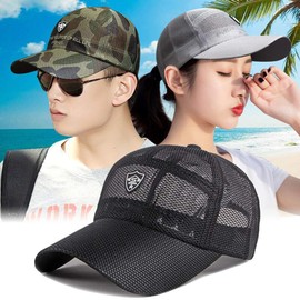 RUICHENG Mesh Cap Men's Trucker Baseball Cap Summer Breathable Outdoor Sports Running Cap, black