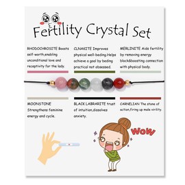 Pingyongchang Healing Crystal Wish Bracelets Gifts Semi-Precious Beaded 8mm Stress Relief Anxiety Yoga Mantra Natural Stone Energy Protection Stretch Bracelet for Women Men-Fertility