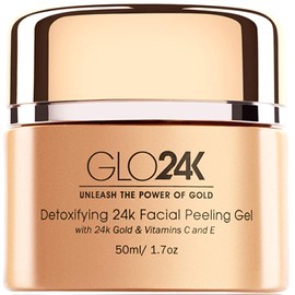 GLO24K Gel exfoliante facial con oro de 24k, fórmula antienvejecimiento con vitaminas C y E
