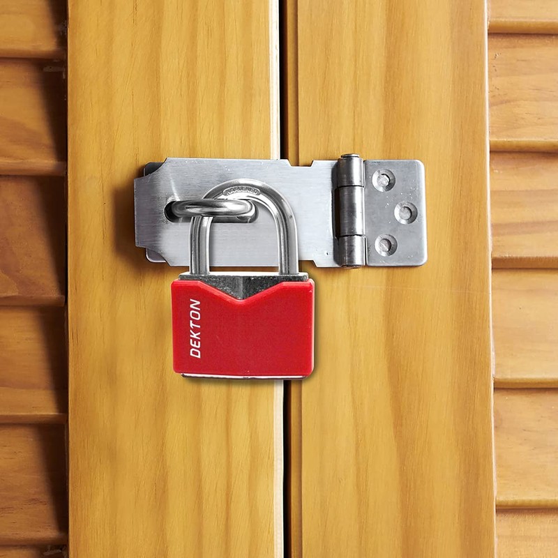 DEKTON DT70215 30MM Covered Steel Padlock, Black and Red