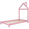 P PURLOVE Twin Size Montessori Floor Bed with House-Shaped Headboard