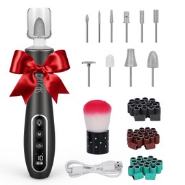 PELCAS Elektrische Nagelfräser 10 Geschwindigkeiten Schnurloser Nagelbohrer Professionell Nagelschleifer mit LCD Bildschirm Tragbar Maniküre Set für Mensch Haustier Dicke Natürliche/Acryl Nägel Grau