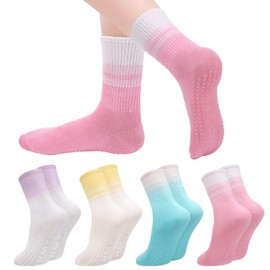 Utensilsto 4 Pairs of Pilates Socks, Stopper Socks, Women's Non-Slip, Non-Slip Yoga Socks with Nubs, Yoga Socks for Ballet, Dance, Trampoline, Gymnastics, Fitness, colour gradient