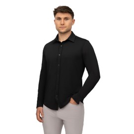 90 Degree By Reflex Mens Phoenix Ultimate Performance Button Down Shirt - Black - Medium