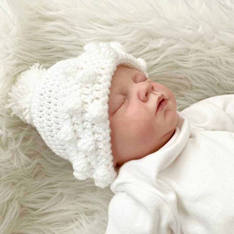 Crochet Pattern for Baby Pull-On Hats, 5 Sizes, Double Knitting,