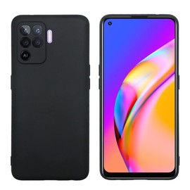 QWYJ for OPPO A94 4G y F19 Pro y Reno 5F y Reno 5 Lite Funda Protectora de TPU Suave Ultrafina Matte Minimalista for OPPO A94 4G y F19 Pro y Reno 5F y Reno 5 Lite Case Liso (Negro)