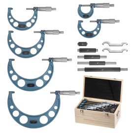 HARFINGTON Outside Micrometer 0-1" 1"-2" 2"-3" 3"-4" 4"-5" 5"-6" Measuring Tool 0.0001" Graduation 6in1 Set