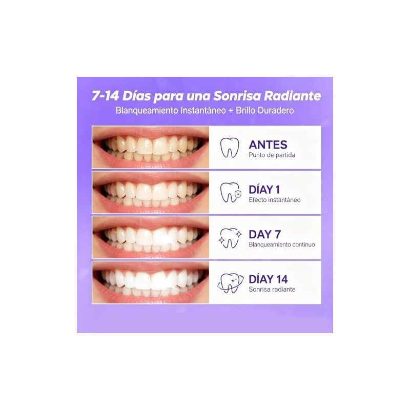 7 Pares 14 Unidades,Purple Teeth Whitening Strips, Tiras Blanqueadoras De