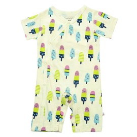 Babysoy Short Sleeve Organic Pattern Kimono Romper Shortall (3T, Popsicles)