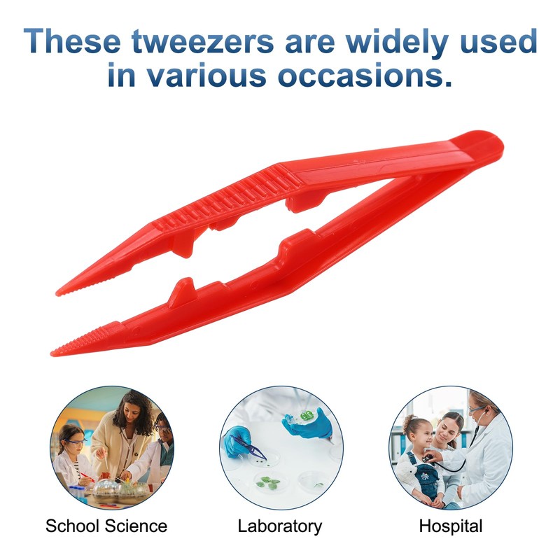PATIKIL 30 Pcs Plastic Tweezers for Craft, 4" Small Plastic