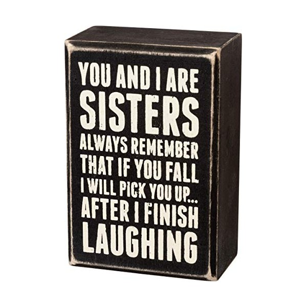 Primitives by Kathy 19450 Box Sign, 3" x 4.5", Sisters Laughing