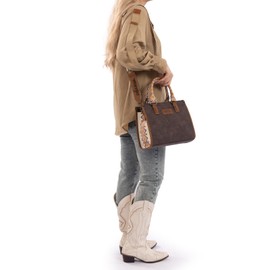 Wrangler Tote Bag for Women Western Retro Purse Top Handle Handbags with Aztec Strap AR-WG205-8250CF/WT/YL