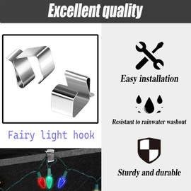 RHQFDM Pack of 60 gutter hooks for fairy lights, stainless steel Christmas light clips, fairy lights attachment clips, mini gutter hooks, hooks for fairy lights, for Christmas lighting