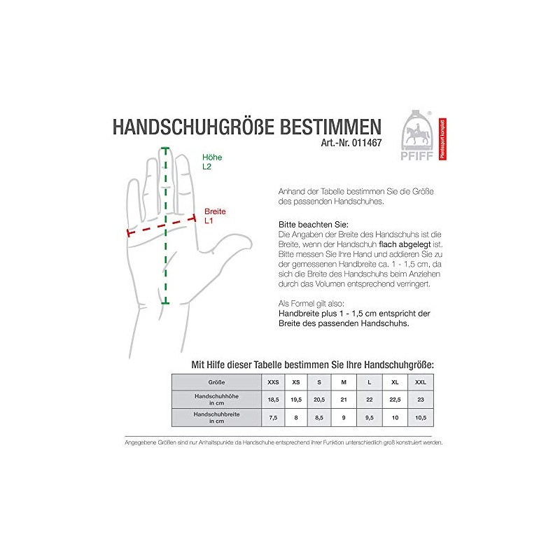 PFIFF Riding Leather Glove, Black, XX-Small