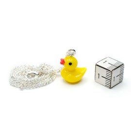 Miniblings Squeaky Duck Necklace – Handmade Fashion Jewellery I Chain Squeaky Duckling Ducks Bath 45 cm – Link Chain Silver-Plated, Plastic