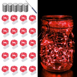 LAMPHOME 20 Pack Fairy Lights Battery Operated String Lights, 20 LED on 6.6FT Silvery Copper Wire,Battery Case,Blue（20 Sets - Each 20 Count LED）