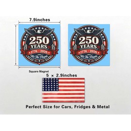 America 250th Anniversary Car Magnets Set of 3, Large Bald Eagle Magnetic Decals 7.9 Inch, USA Flag Magnet 5x3 Inch, Reflective Patriotic Magnets for Car, Fridge, Metal Door