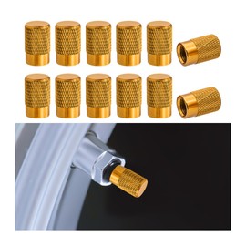 Mandark Car Tire Valve Stem Caps, 12PCS Aluminum Alloy Vehicle Stem Covers, Leak Proof Automotive Interior Wheel Valve Covers Accessories, Universal for Trucks Motorcycles SUVs (Golden)