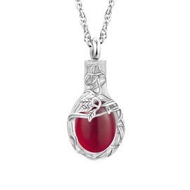 Tree of Life Urn Necklace for Ashes Teardrop Cremation Jewelry with Crystal Love Memorial Jewelry Ash Holder Birthstone Necklaces for Ashes Remembrance Funeral Pendant