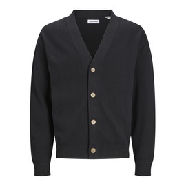JACK & JONES Male Plain Cardigan, black, S
