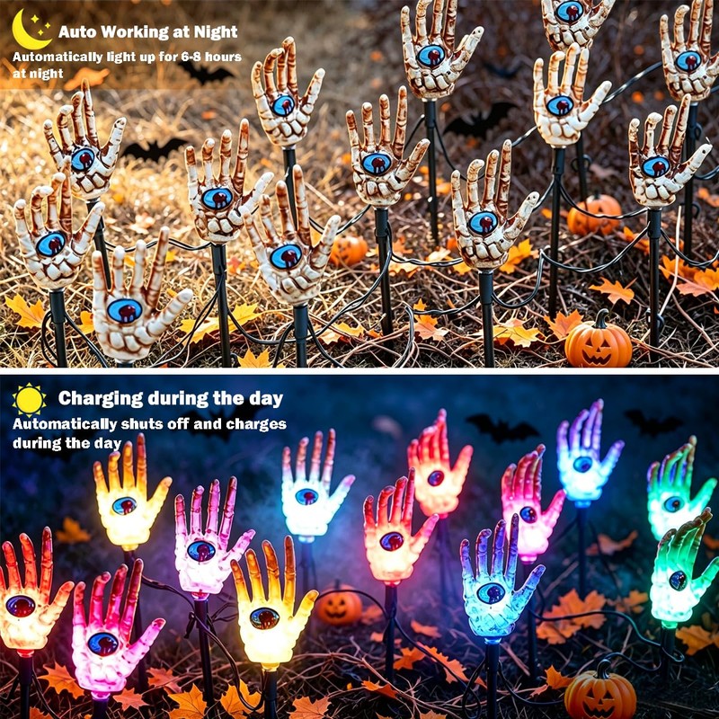 RueXig Halloween Solar Skeleton Hand Lights Outdoor, 10 LED Solar