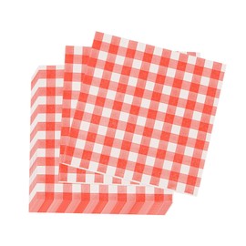 AUEAR, 40 Count Red and White Gingham Cocktail Luncheon Napkins Disposable Paper Party Napkins for Dinner Garden Barn Picnic or Farm Birthday Party BBQ