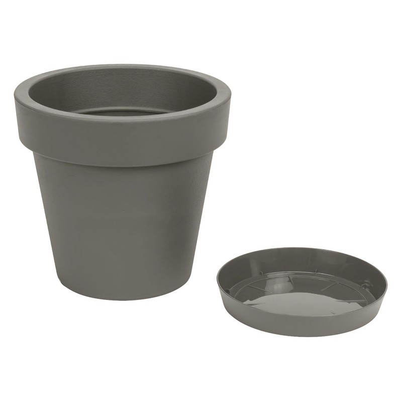 Prosperplast Blumentopf Übertopf inkl. Untersetzer 13.5 x 12 cm grau