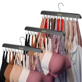 OTANIX Tank Top Hangers Space Saving, Bra Hangers for Closet Organizer, Bra Organizer for Closet, Space Saving Organizers and Storage for Dorm & Apartment for Tankto (Black, Pack of 3)