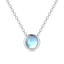 CUOKA MIRACLE Moonstone Necklace Choker Necklace for Women Rainbow Synthetic Moonstone with Sterling Silver Chain 16-18 Inches Adjustable Dainty Short Necklace Gift for Women