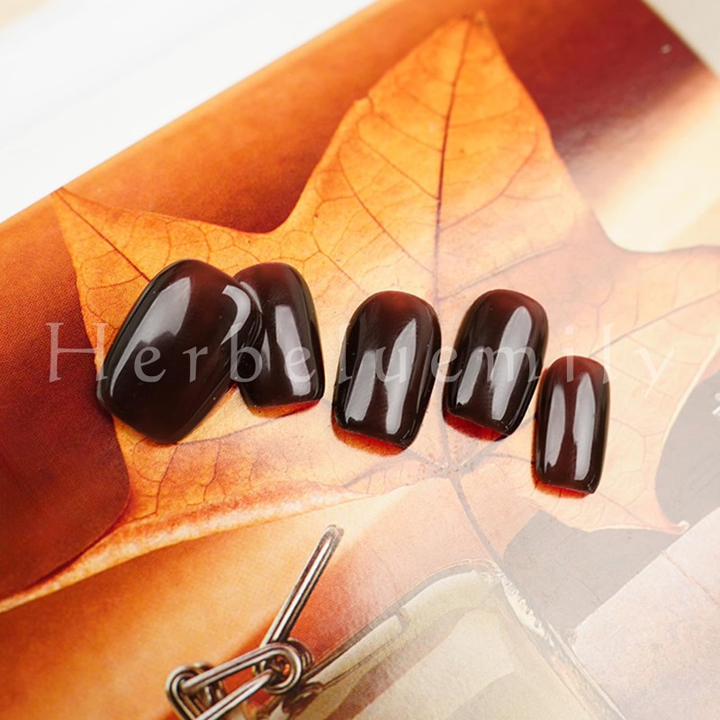 Herbeluemily Nail Tip, Short, Handmade, Storage Case, 10 Pieces, Gel