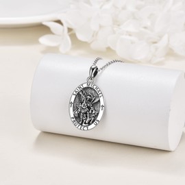 DAYLINLOVE Medaille Heiliger Michael 925 Sterling Silber Anhänger mit Münze Anhänger des Heiligen Erzengel Michael für Damen und Herren Unbekannt Sterling Silber Unbekannt, Sterling Silber, Kein