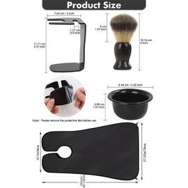 Men's Beard Shaving Cape, 4 Counts/set Beard Care Cleansing Tools, Beard Shaving Cape & Shaving Brush Stand Holder Bowl Set for Home and Salon