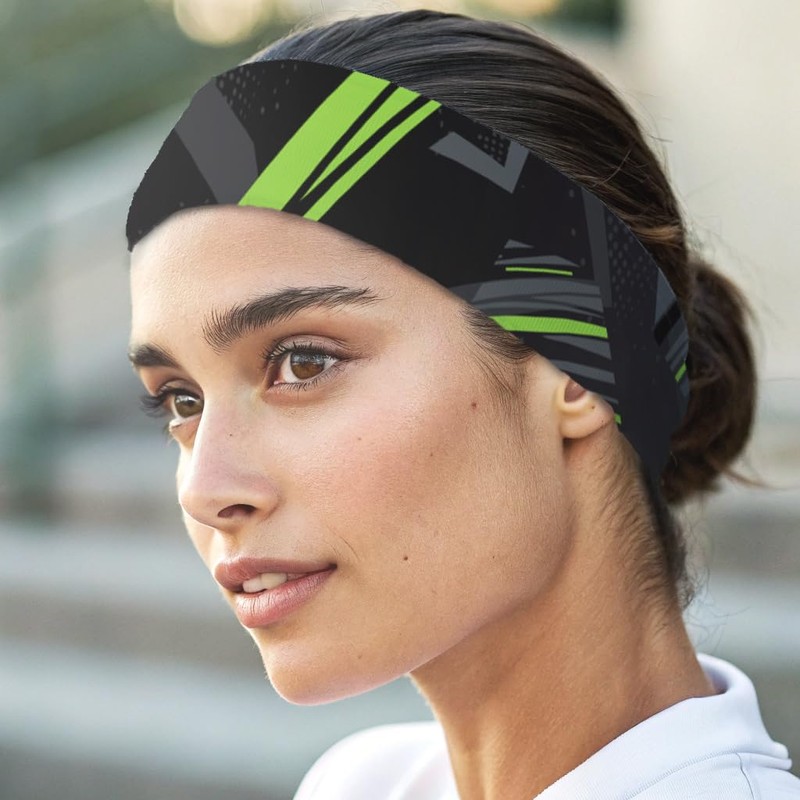 Sports Headband - Sustainable, Seamless, Elastic (Green Grey)