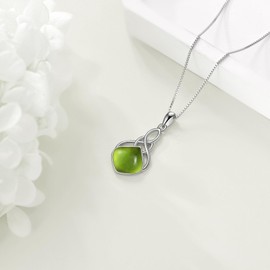 YAFEINI Moss Agate Necklace Sterling Silver Irish Celtic Filigree Teardrop Pendant Necklace Jewellery Christmas Gifts, Gold, Peridot