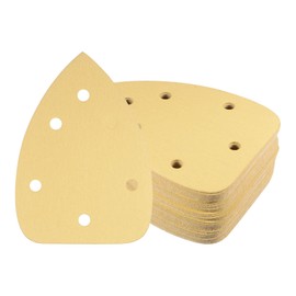 Kozelo 40 Stück Mausschleifer Detail Schleifpapier - [180 Körnung, 3,7" x 3,7" x 3,7"] Dreieckige Klett-Schleifpads für Holzmöbel-Polierarbeiten | 6 Löcher, Aluminiumoxid